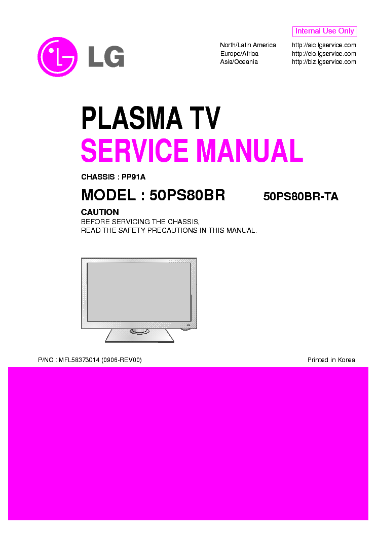 LG 50PS80BR[-TA] CHASSIS PP91A service manual (1st page)
